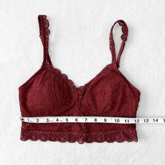 Hollister Lace Padded Bralette - Dark Red - Size S - Picture 3 of 4